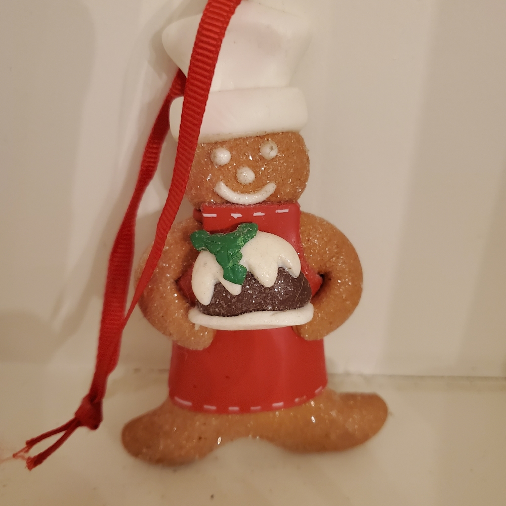 Williams Sonoma Gingerbread Chef Ornament in Red, White, Green